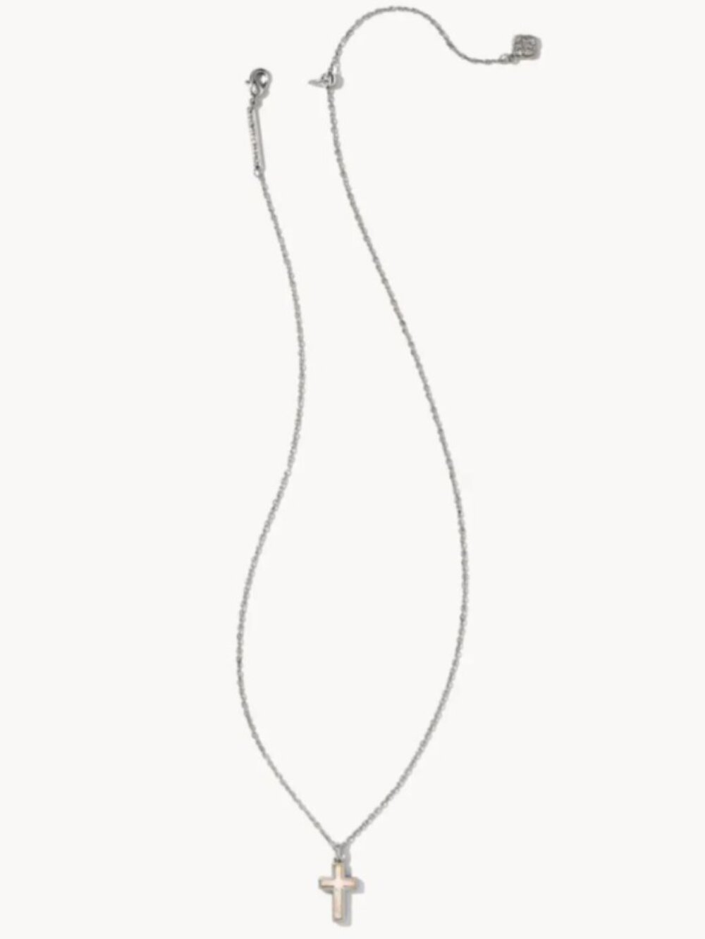 Kendra Scott Cross Silver Pendant Necklace in White Lab Grown Opal - Picture 3 of 5